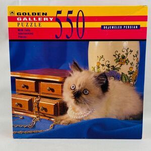 Bejeweled Persian Cat 550‎ Piece Jigsaw Puzzle Golden Gallery 18x24 New
